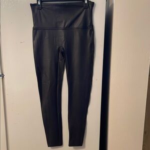 SPANX High-Waisted Black Faux Leather Leggings Size‎ XL